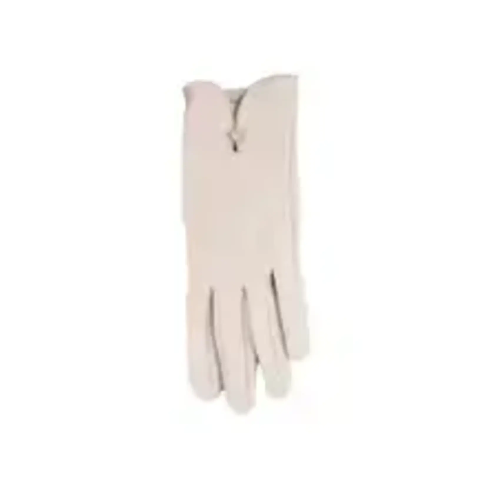 Jeanne Simmons Cream Texting Gloves w/ Faux Leather Bow and Trim
