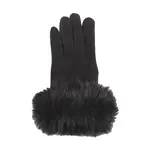 Jeanne Simmons Pleather Top Text Glove W/FauxFur Cuff in Black
