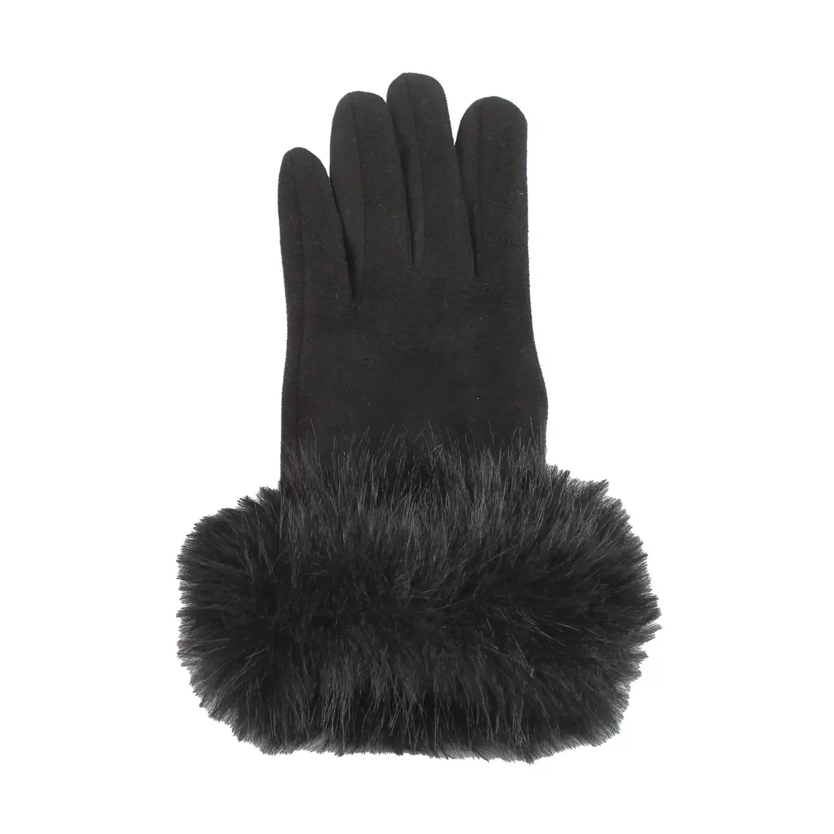 Jeanne Simmons Pleather Top Text Glove W/FauxFur Cuff in Black