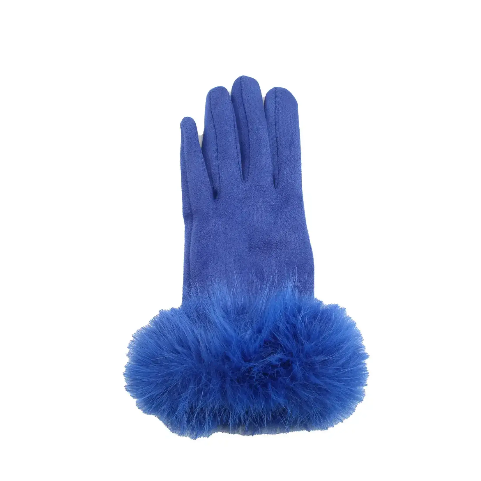 Jeanne Simmons Pleather Top Text Glove W/FauxFur Cuff in Blue