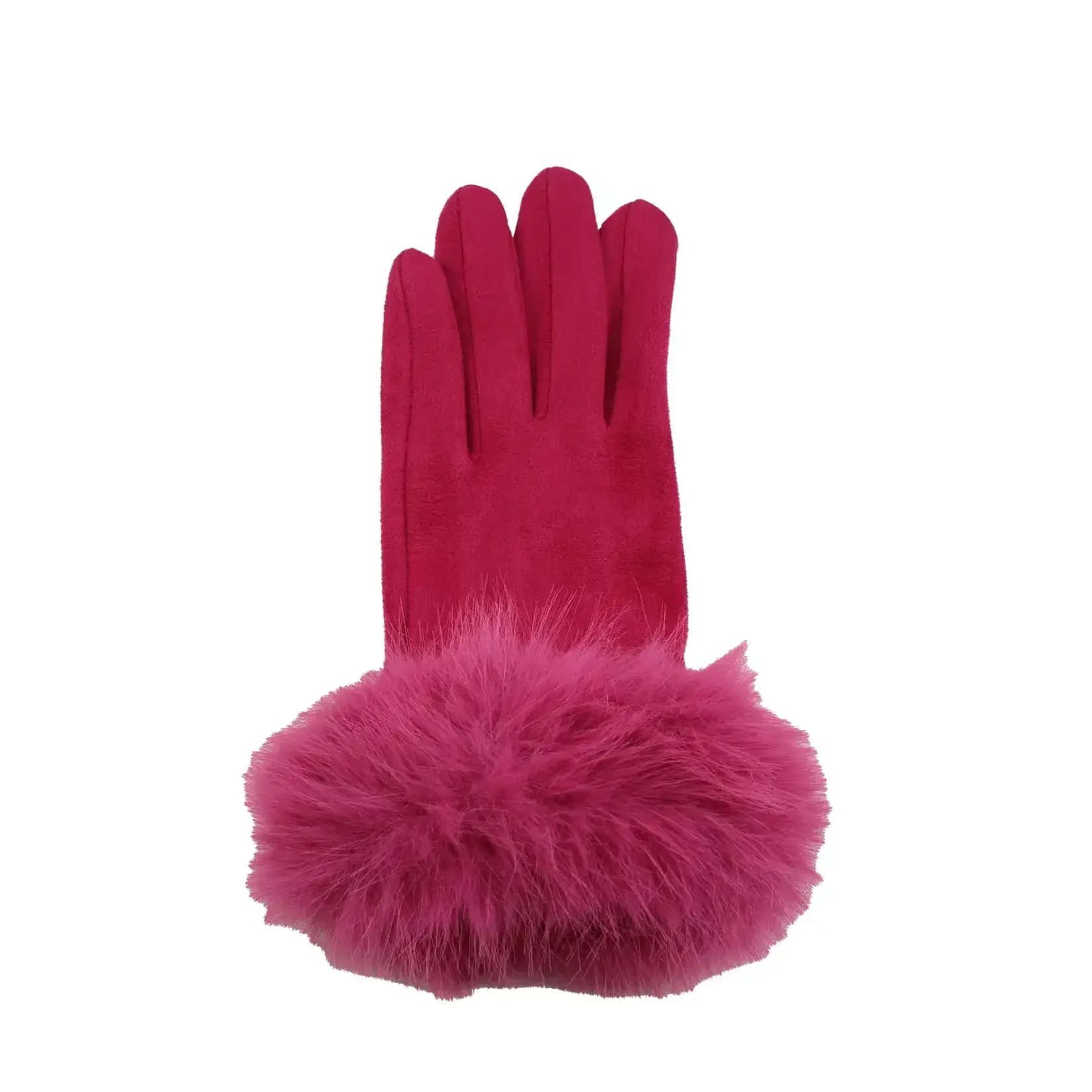 Jeanne Simmons Pleather Top Text Glove W/FauxFur Cuff in Dk Pink