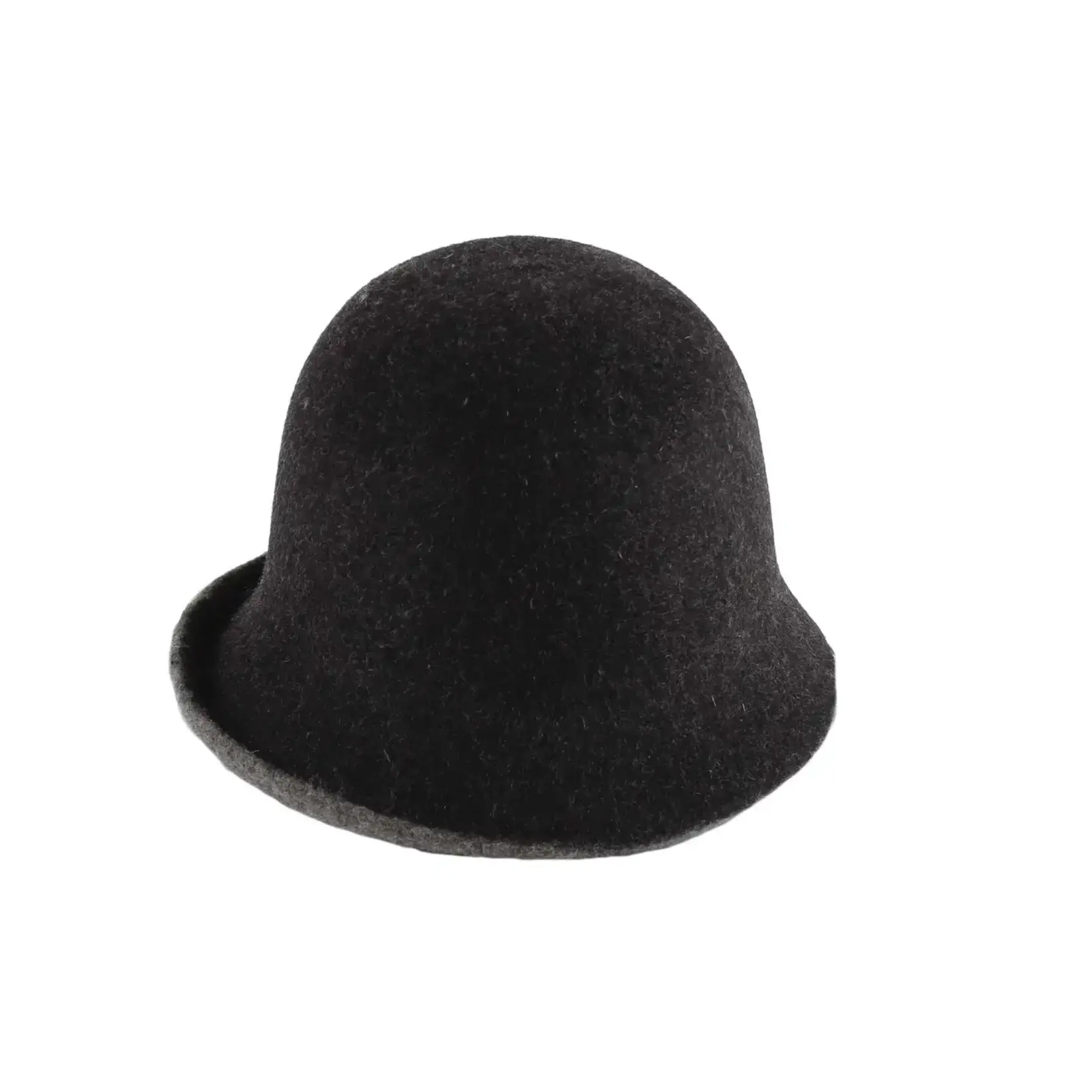 Jeanne Simmons Boiled Wool Bucket Hat W/Contrast Under Brim Blk/Gry