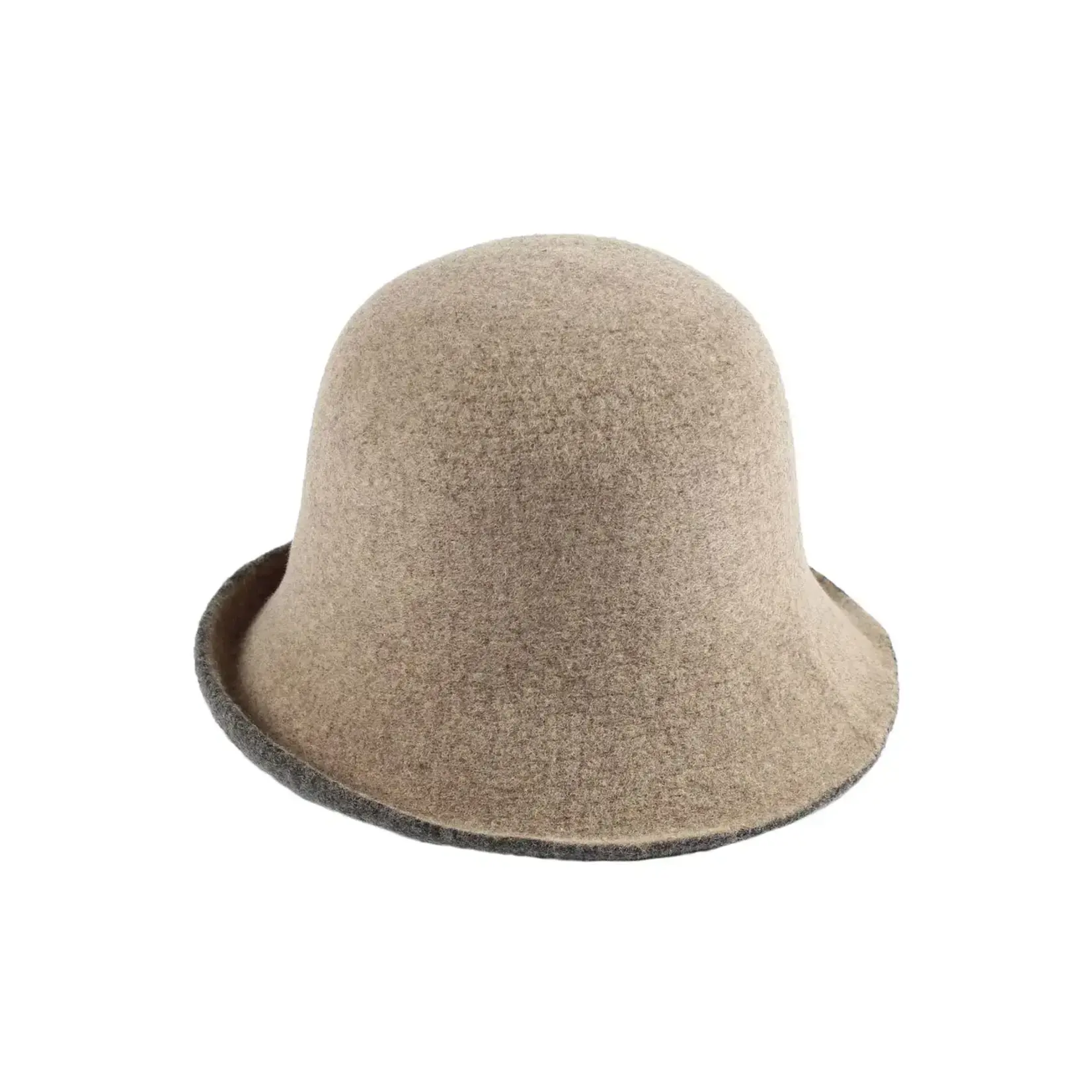 Jeanne Simmons Boiled Wool Bucket Hat W/Contrast Under Brim Oat/Gry