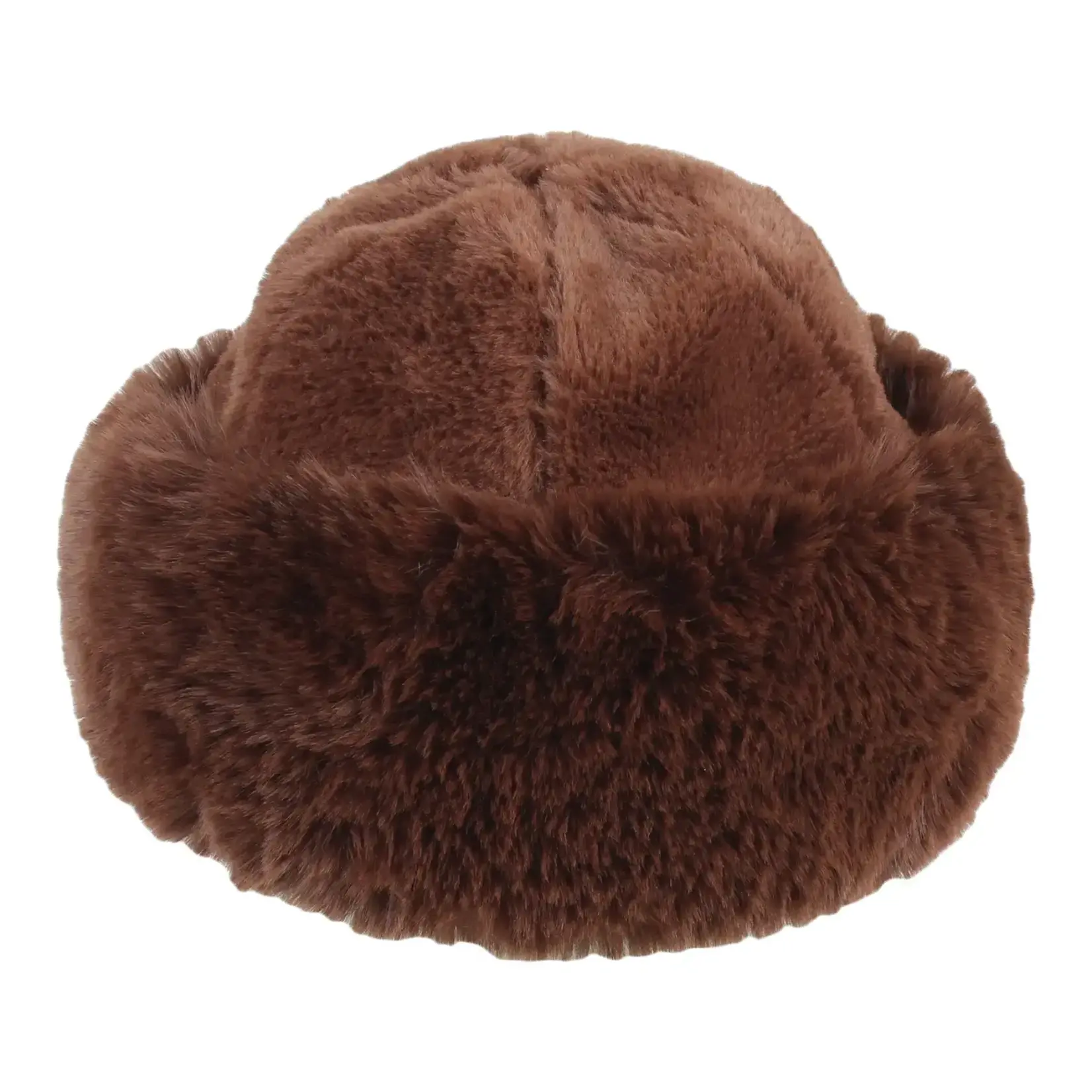 Jeanne Simmons Faux Fur Bucket Hat W/Rim in Dk Brown