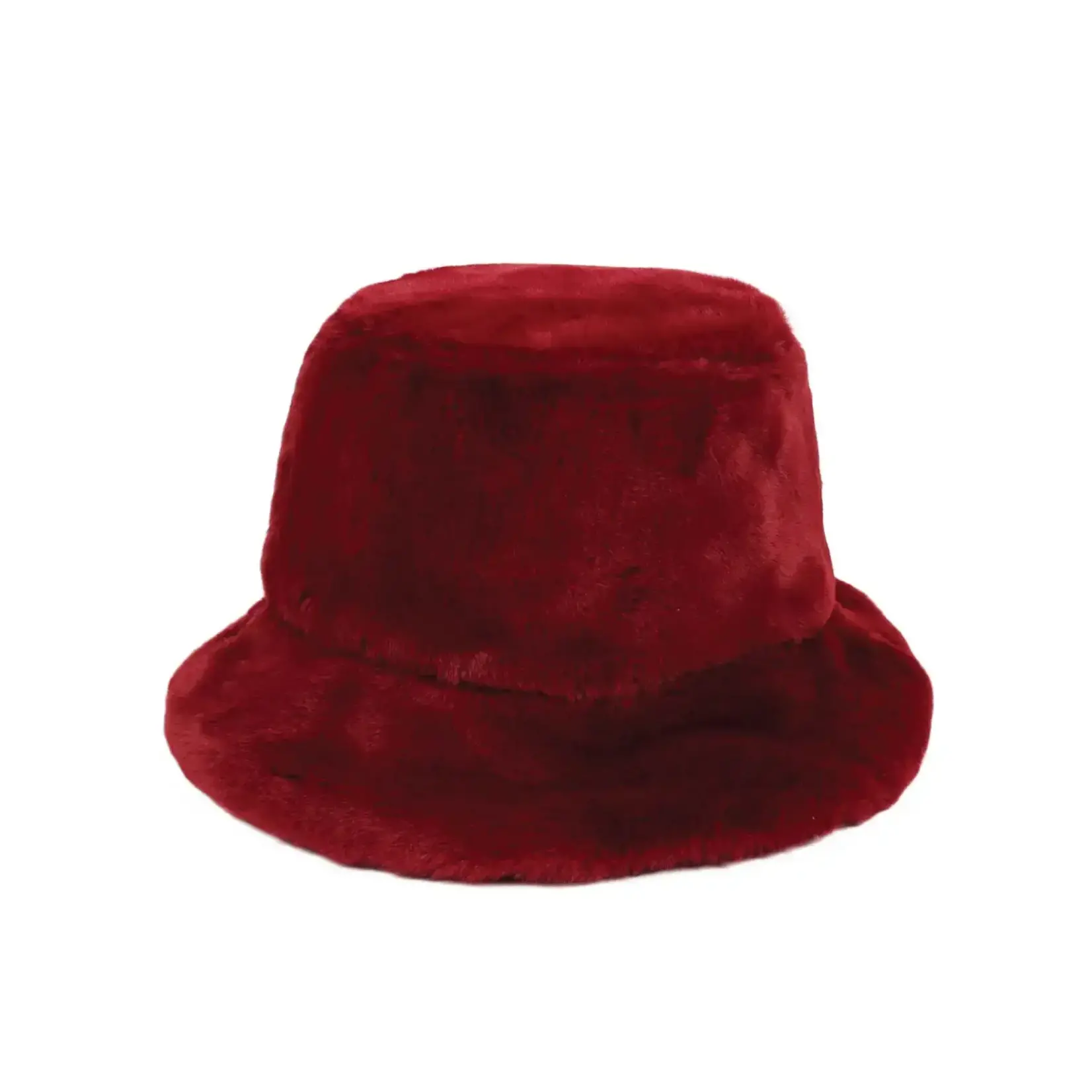 Jeanne Simmons Tall Faux Fur Bucket Hat in Dark Red