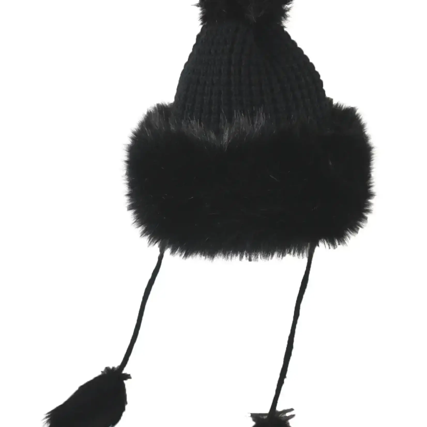 Jeanne Simmons Knit Faux Fur Trapper in Black