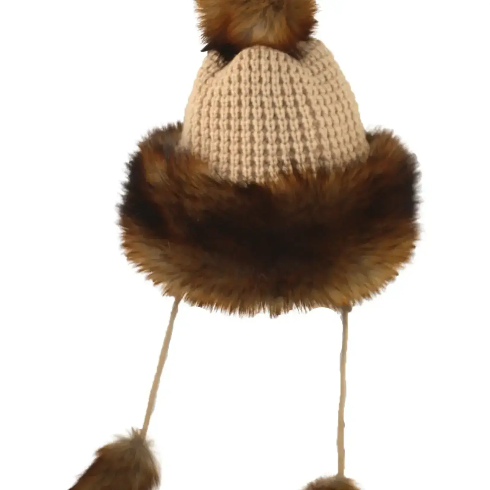 Jeanne Simmons Knit Faux Fur Trapper in Tan