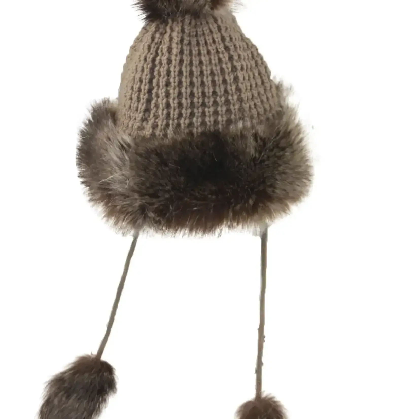 Jeanne Simmons Knit Faux Fur Trapper in Taupe