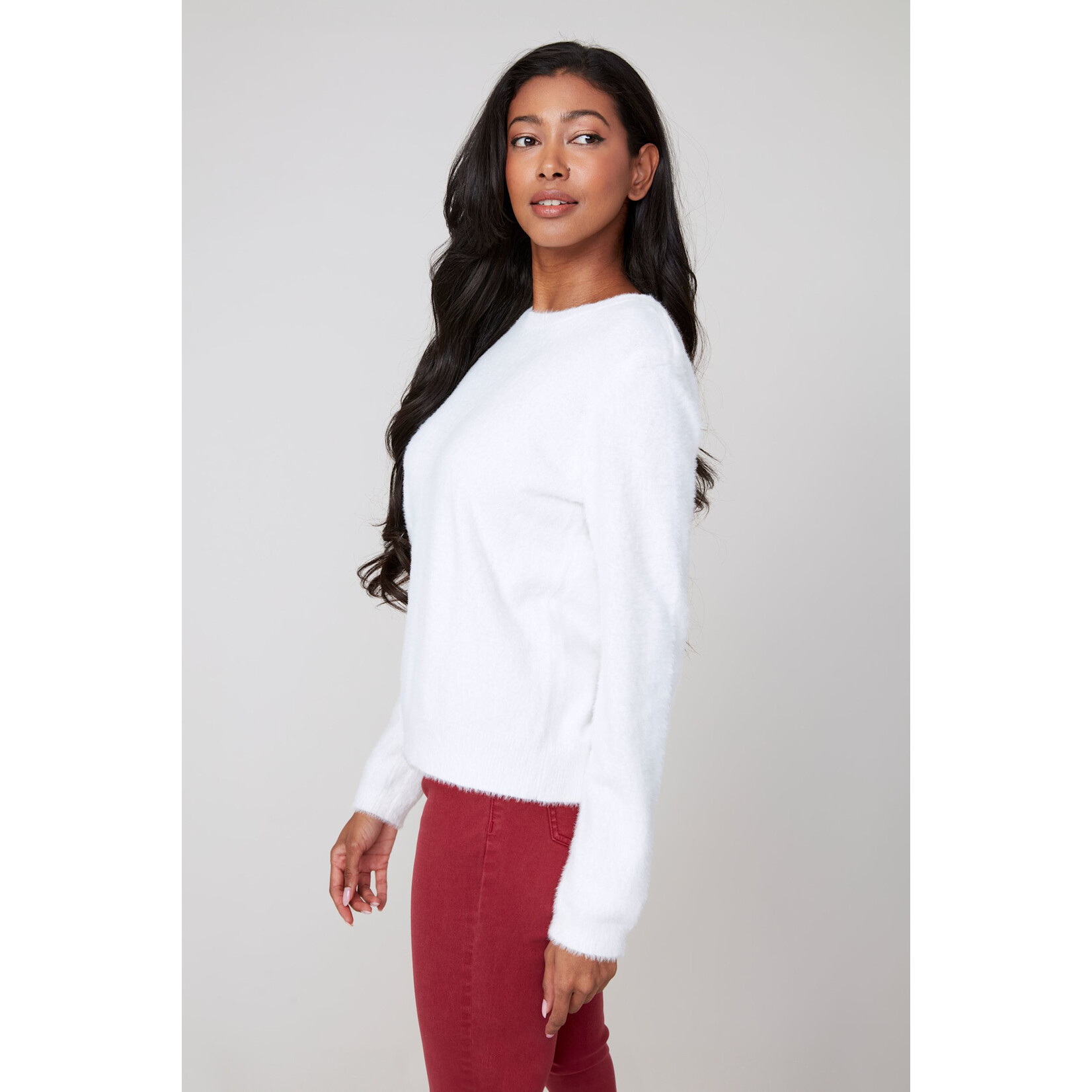 Soft Cozy Crew Knit Sweater in Creme