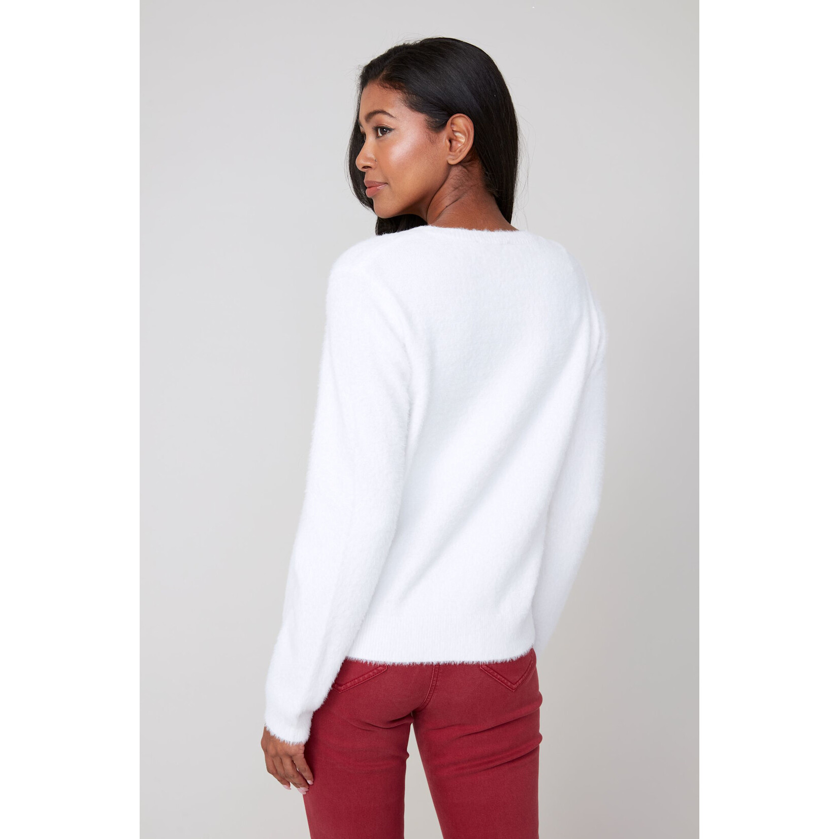 Soft Cozy Crew Knit Sweater in Creme
