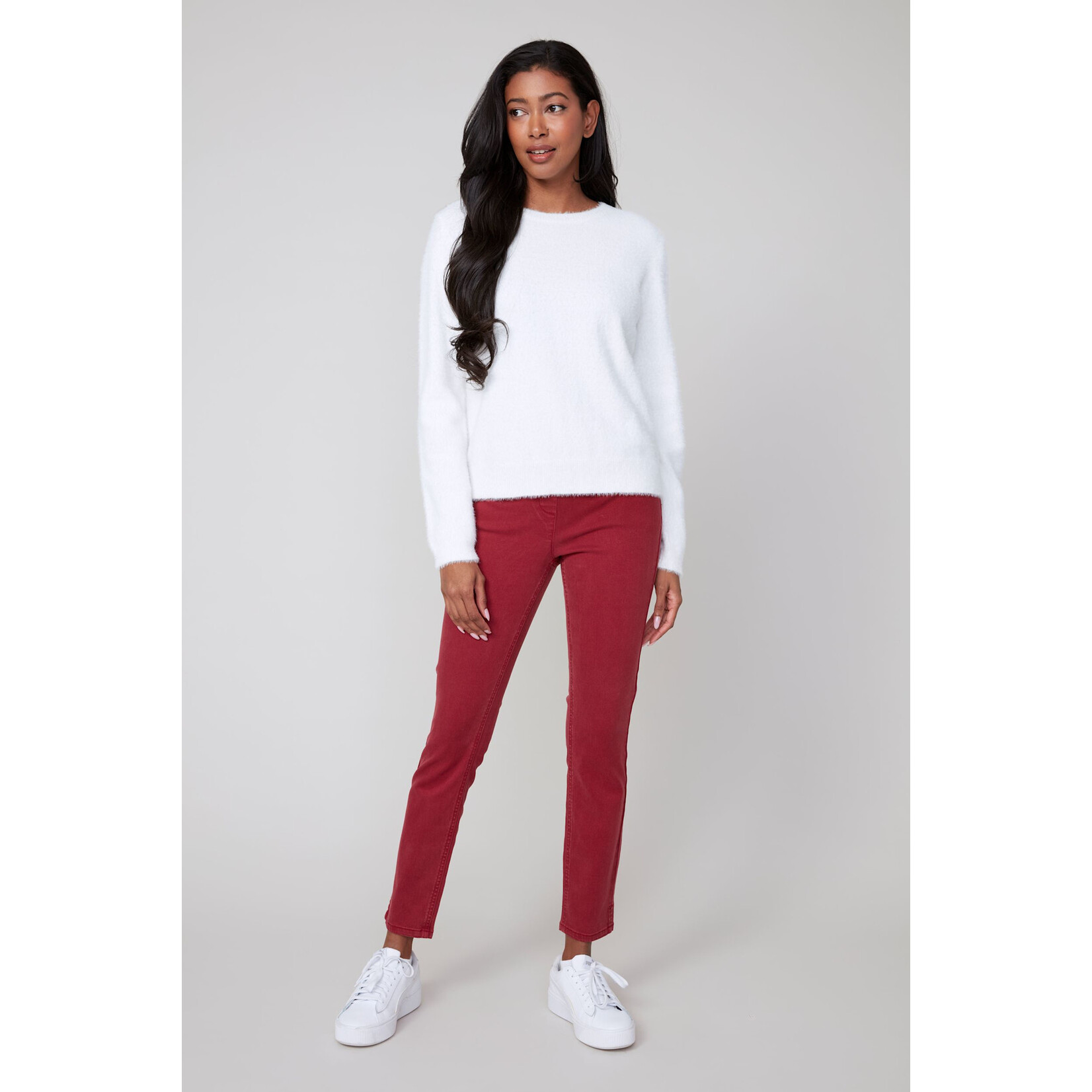 Soft Cozy Crew Knit Sweater in Creme
