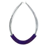 Sea Lily Short Wire w/ Purple Bead Rings Necklace