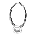 Sea Lily Black and Silver PW Necklace w/ Silver Disc