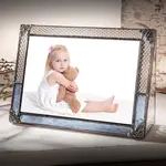 J Devlin Glass Blue Vintage Stained Glass Picture Frame 4x6 Horizontal