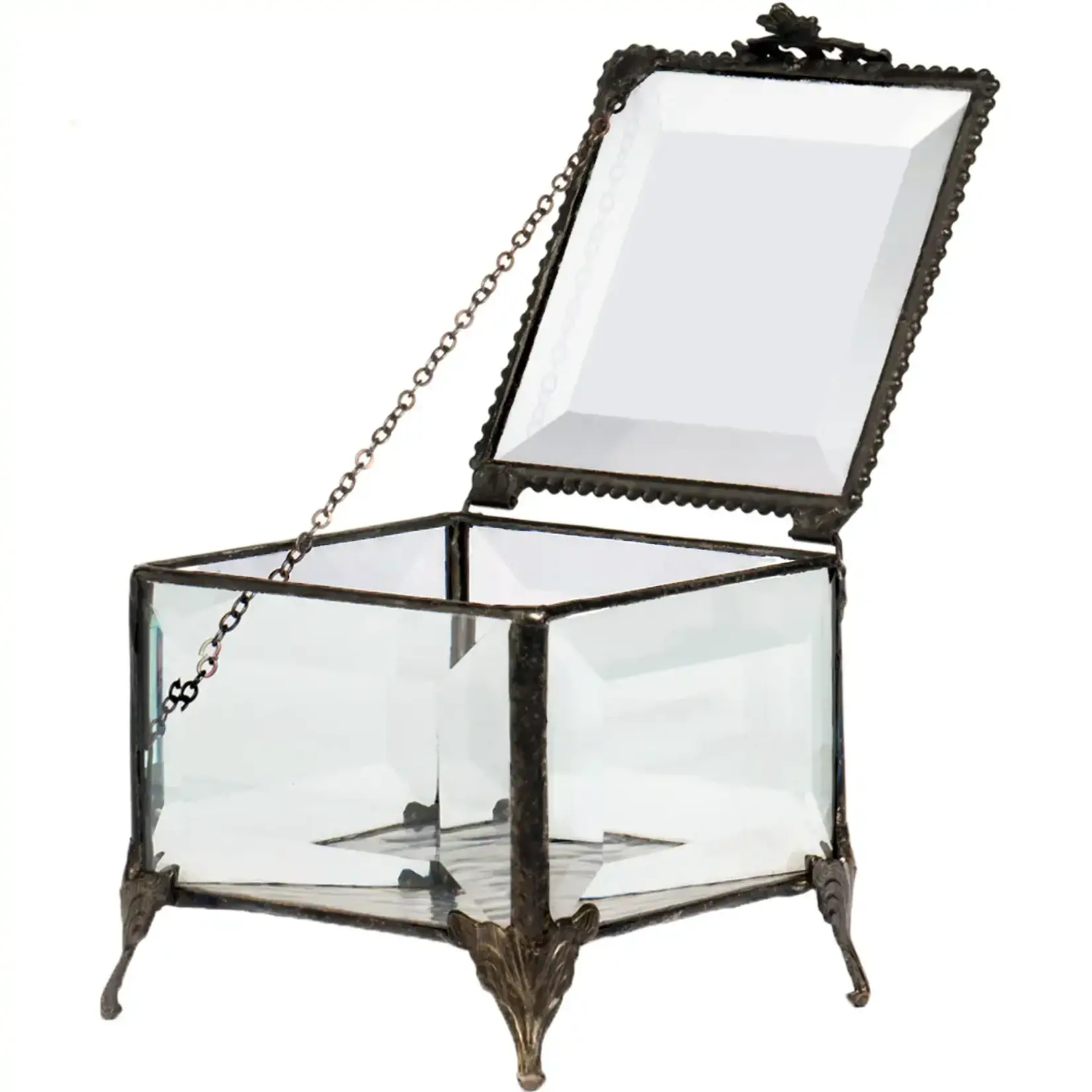 J Devlin Glass Clear Beveled Keepsake Trinket Jewelry box