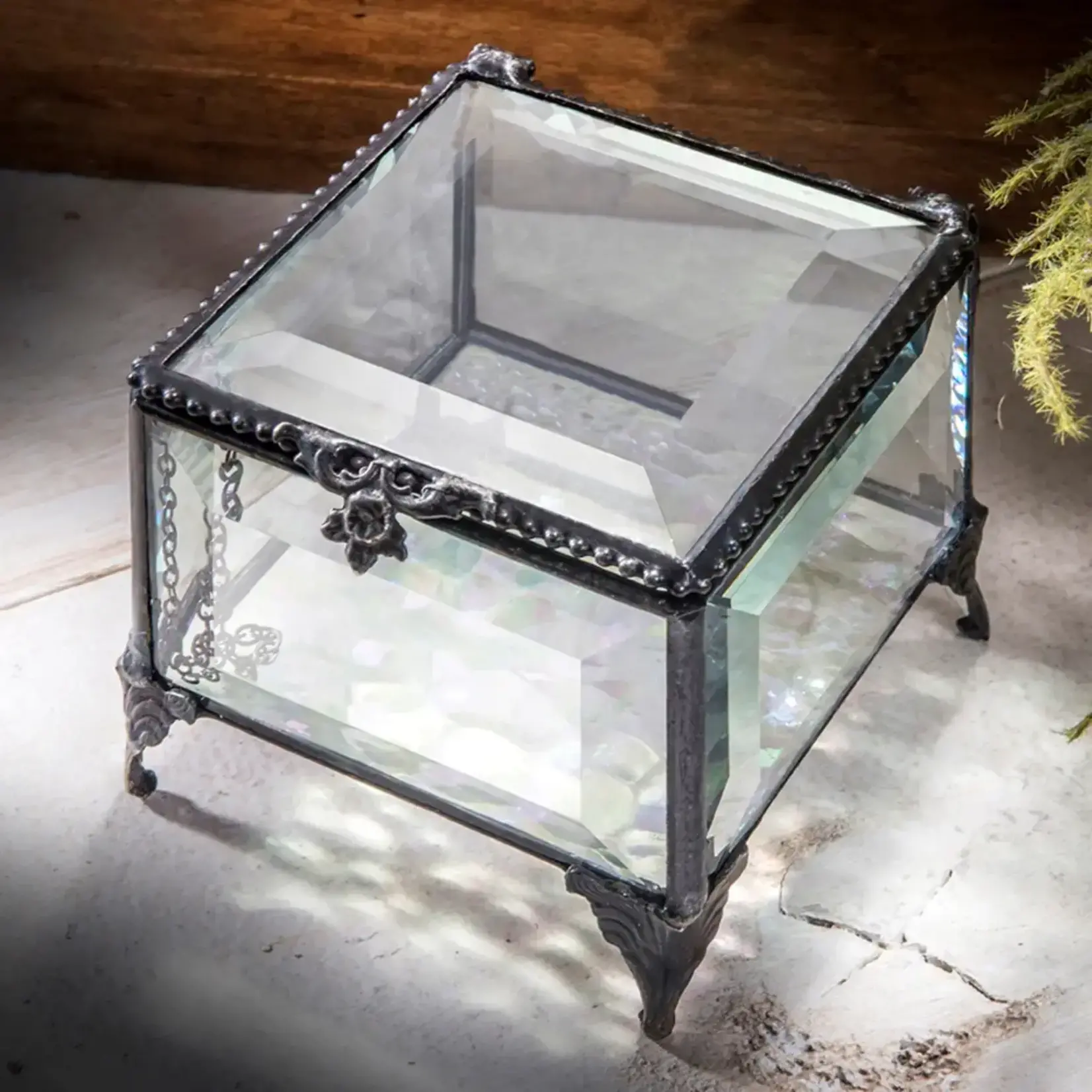 J Devlin Glass Clear Beveled Keepsake Trinket Jewelry box