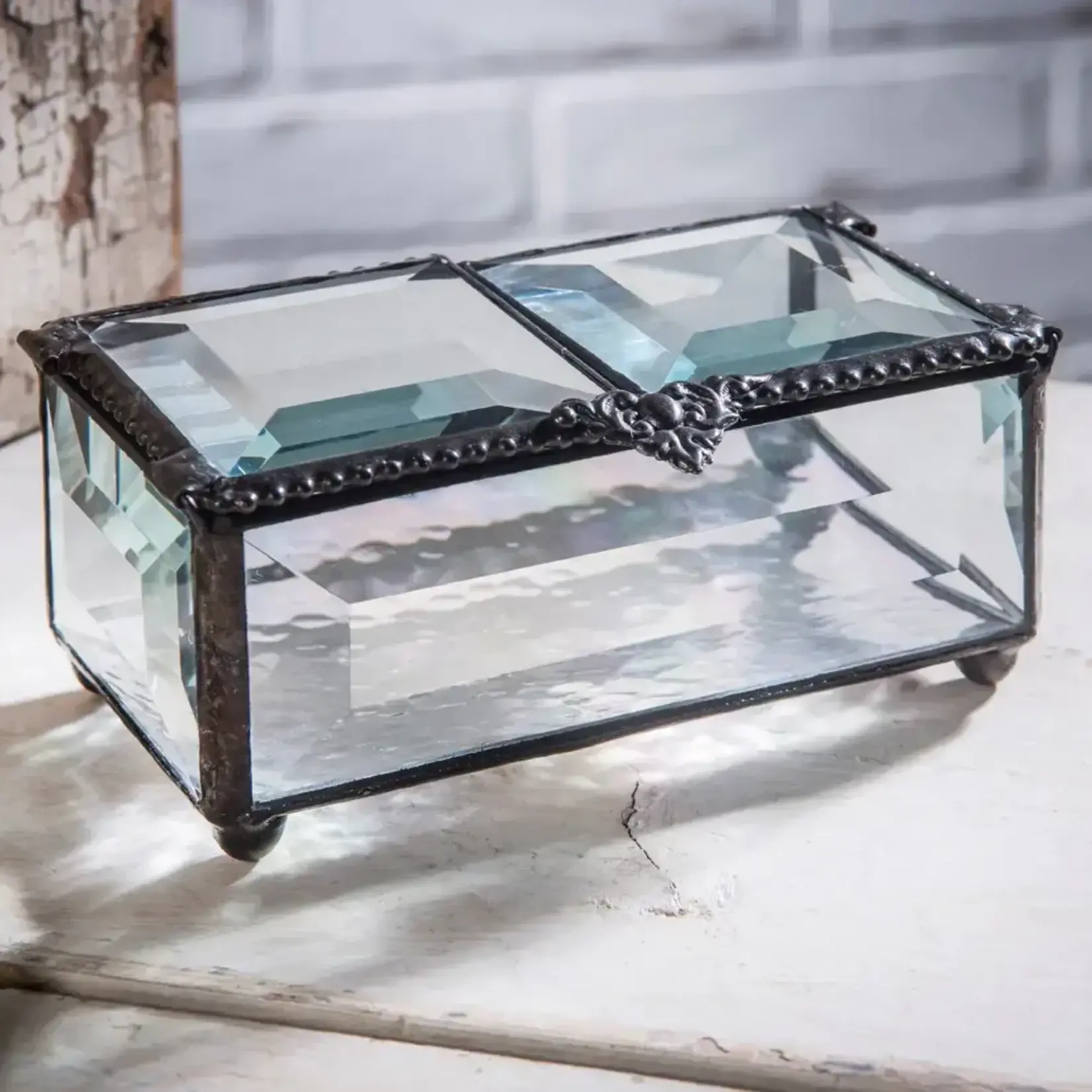 J Devlin Glass Clear Beveled Trinket Jewelry Decorative Keepsake