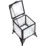 J Devlin Glass Clear Textured Glass Ring Box