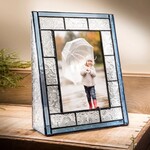 J Devlin Glass Vintage Glass Picture Frame  4x6 vertical- Pale Blue