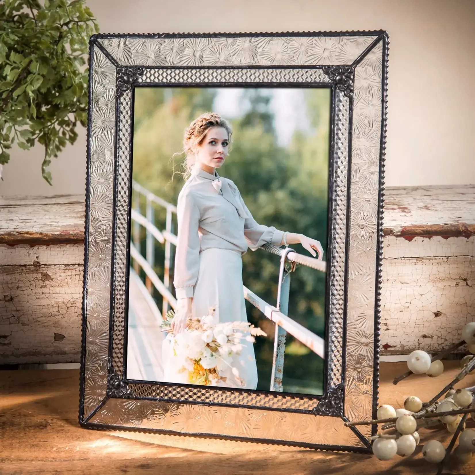 J Devlin Glass Vintage Wedding Picture Frame 5x7 H/V