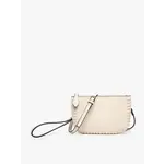Jen & Co Bonnie Dual Compartment Whipstitch Crossbody- Bone