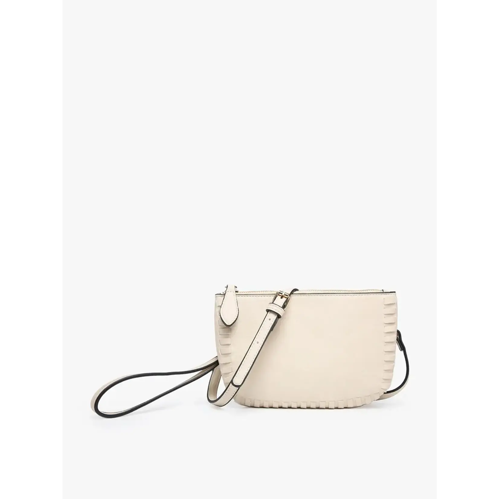 Jen & Co Bonnie Dual Compartment Whipstitch Crossbody- Bone