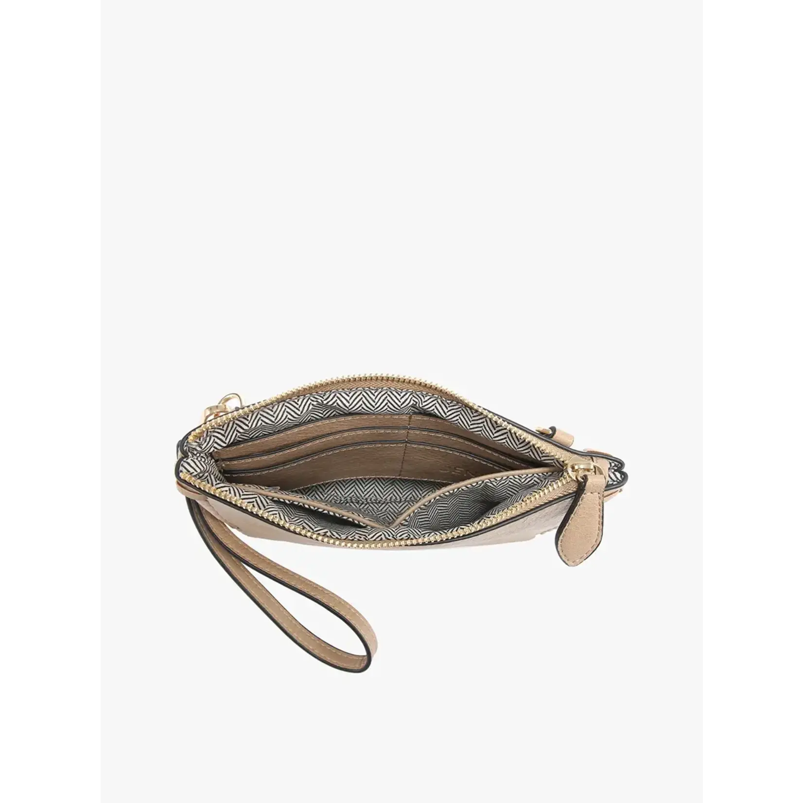 Jen & Co Bonnie Dual Compartment Whipstitch Crossbody- Bone
