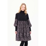 Floral Pleated Dress in Black Print