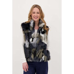 Multicolour Faux Fur Vest in Navy