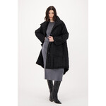 Oversized Quilted Overcoat in Black