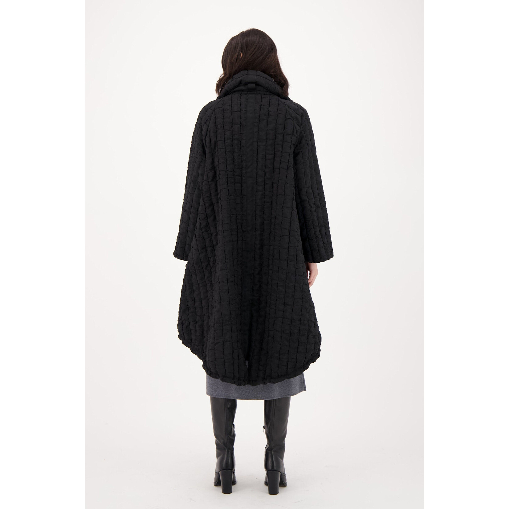 Oversized Quilted Overcoat in Black