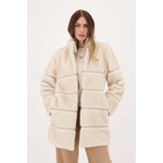 Faux Fur Jacket w/ Pu Inserts in Ivory