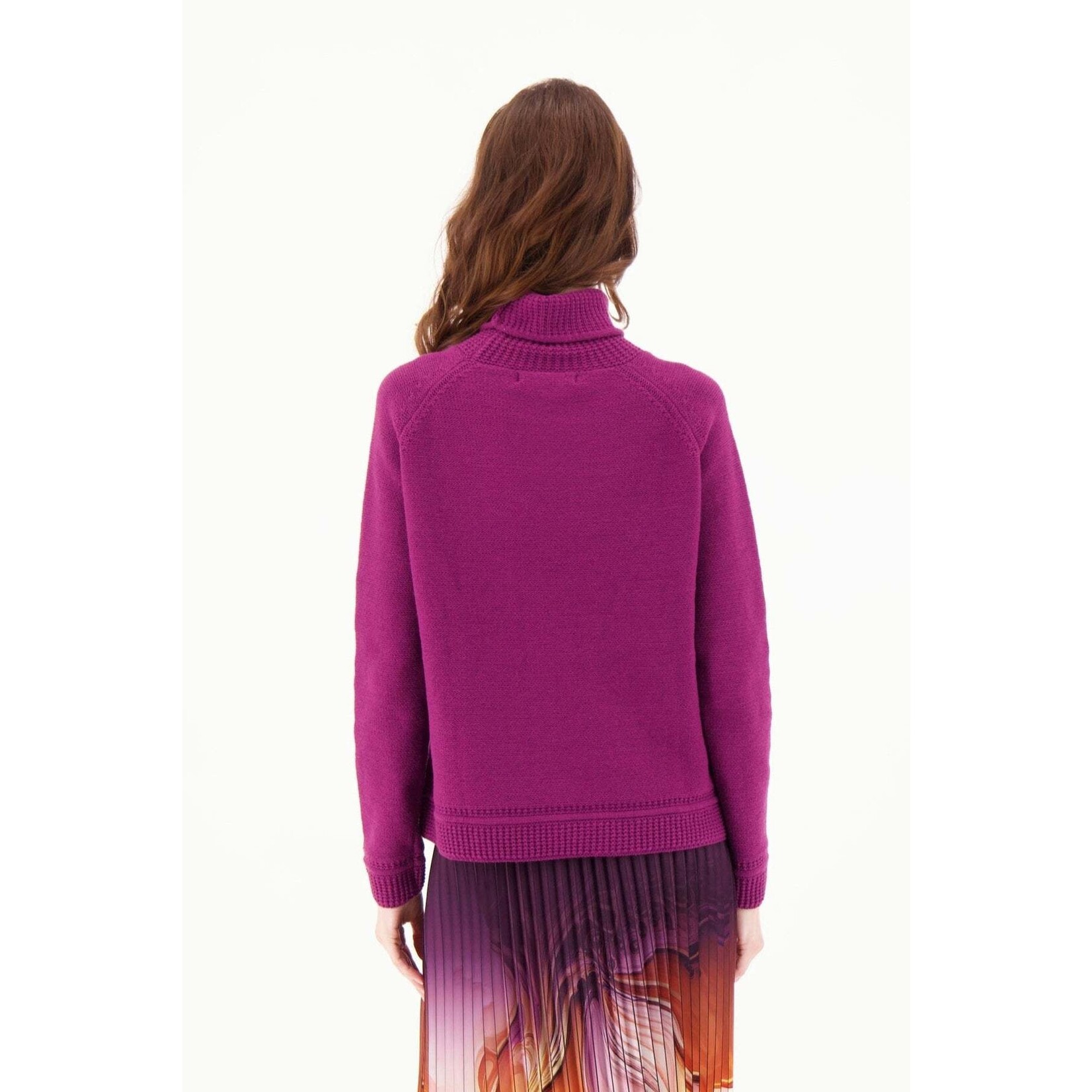 Turtleneck Cableknit Sweater in Purple