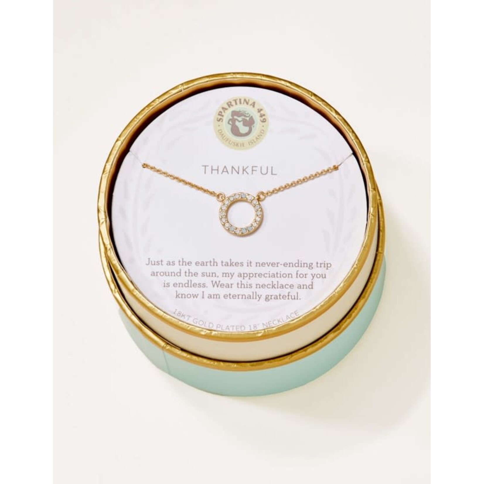 Spartina SLV Necklace 18" Thankful/Ring Gold