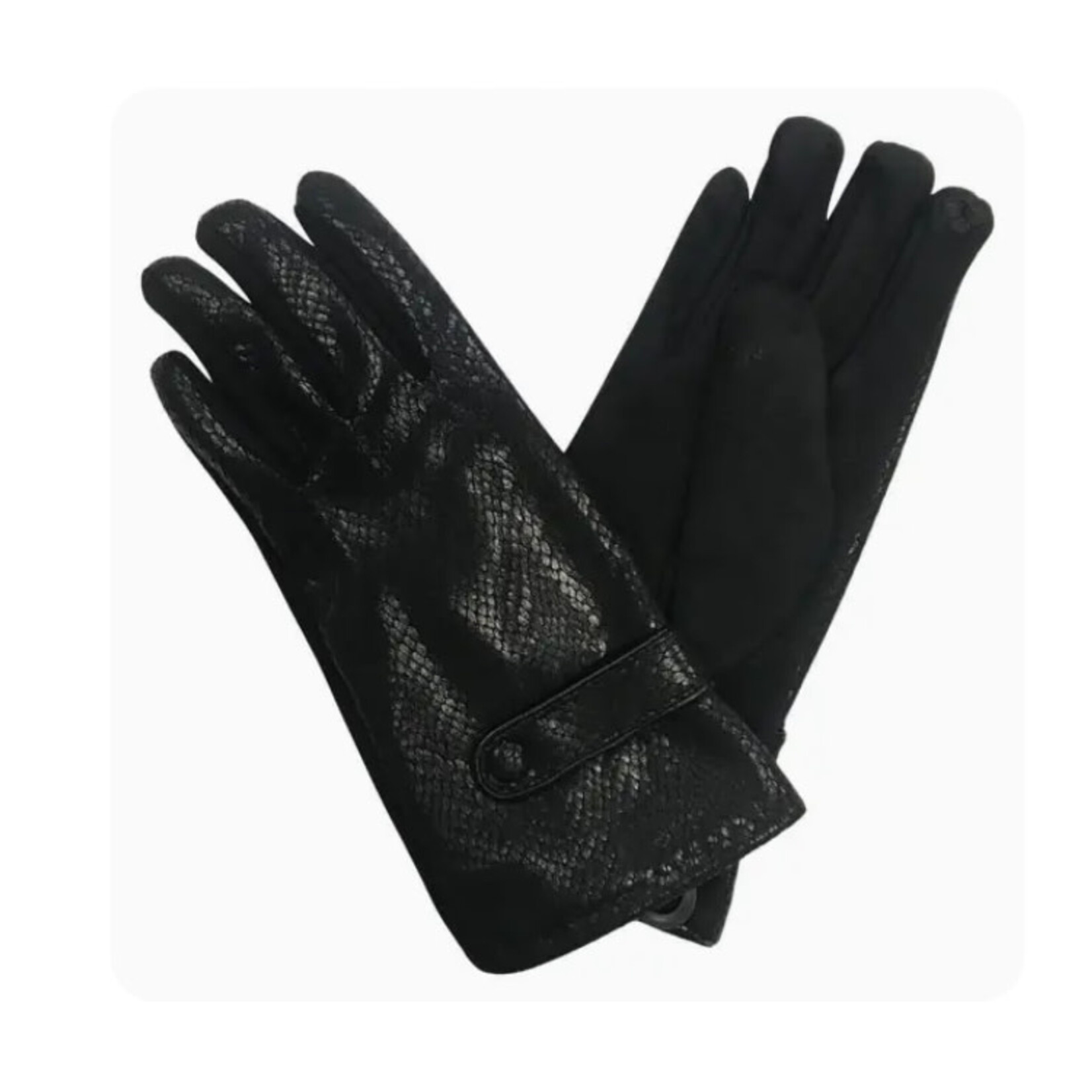 Magic Scarf Jersey Texting Gloves in Black Snake