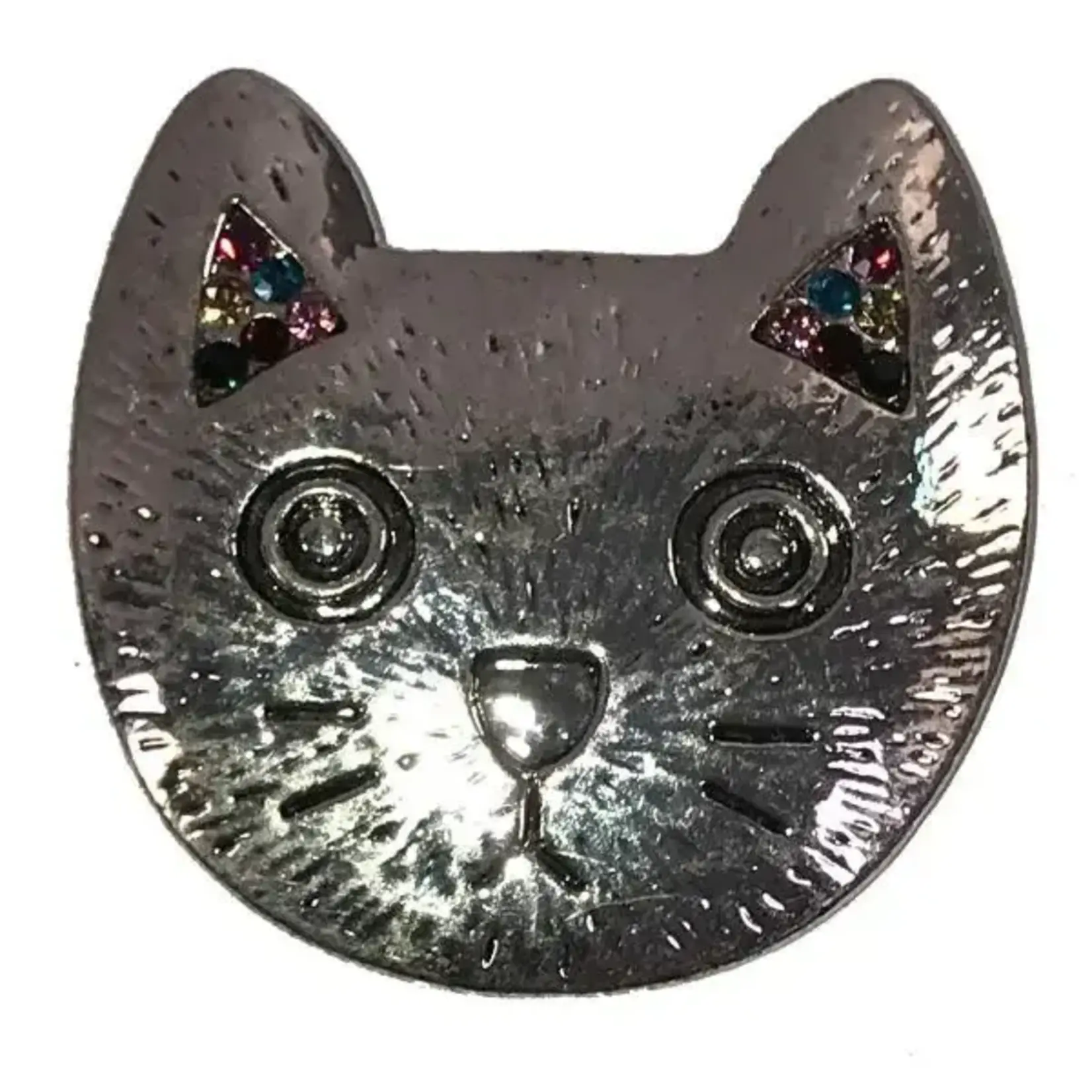 Magic Scarf Silver Cat Face Magnetic Brooch