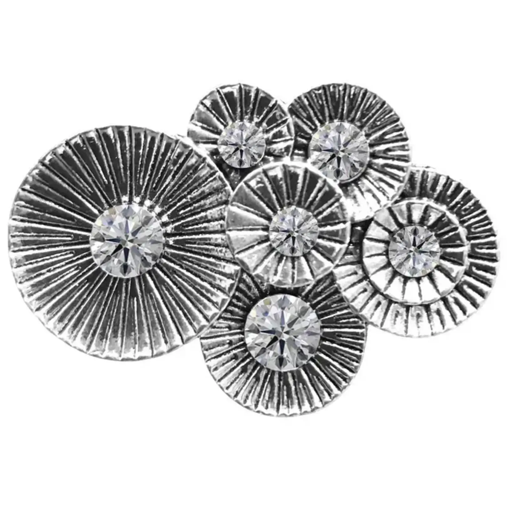 Magic Scarf Silver Faceted Circles Magnetic Brooch