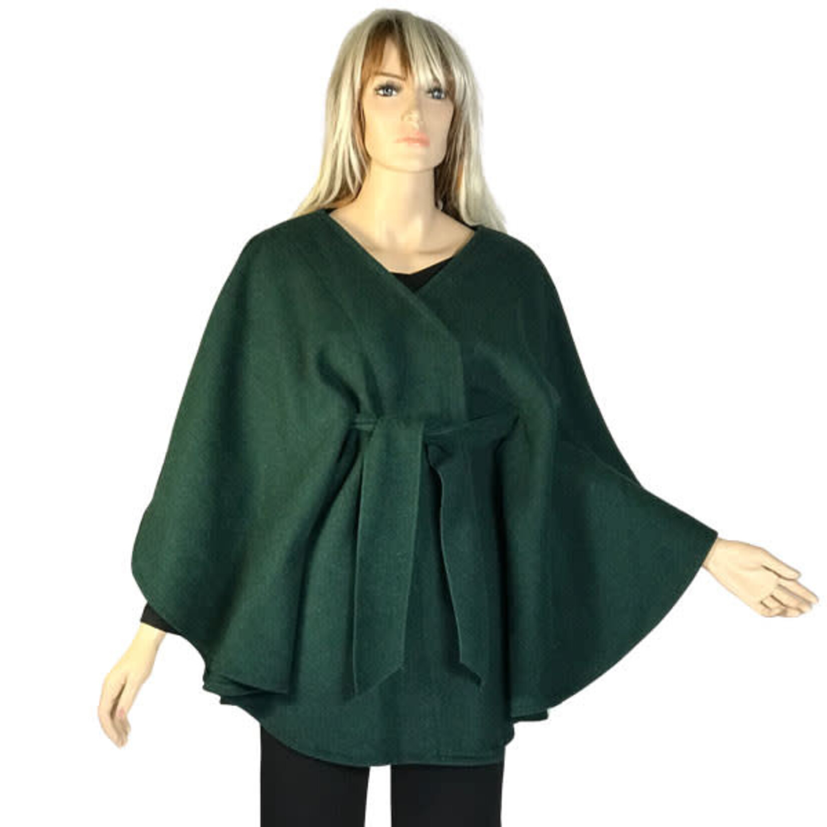 Magic Scarf Luxury Wool Feel Belted Cape in Hunter