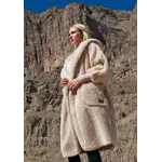 Nordic Beach Long Fuzzy Fleece Hooded Cardigan in Fluffy Frappe