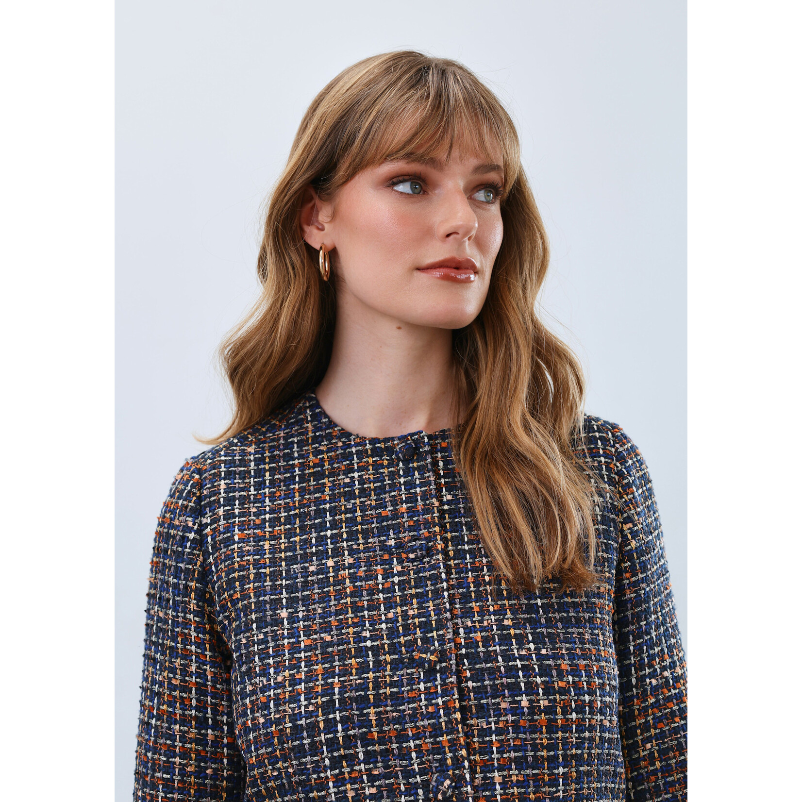 FDJ Tweed Collarless Jacket in Multi