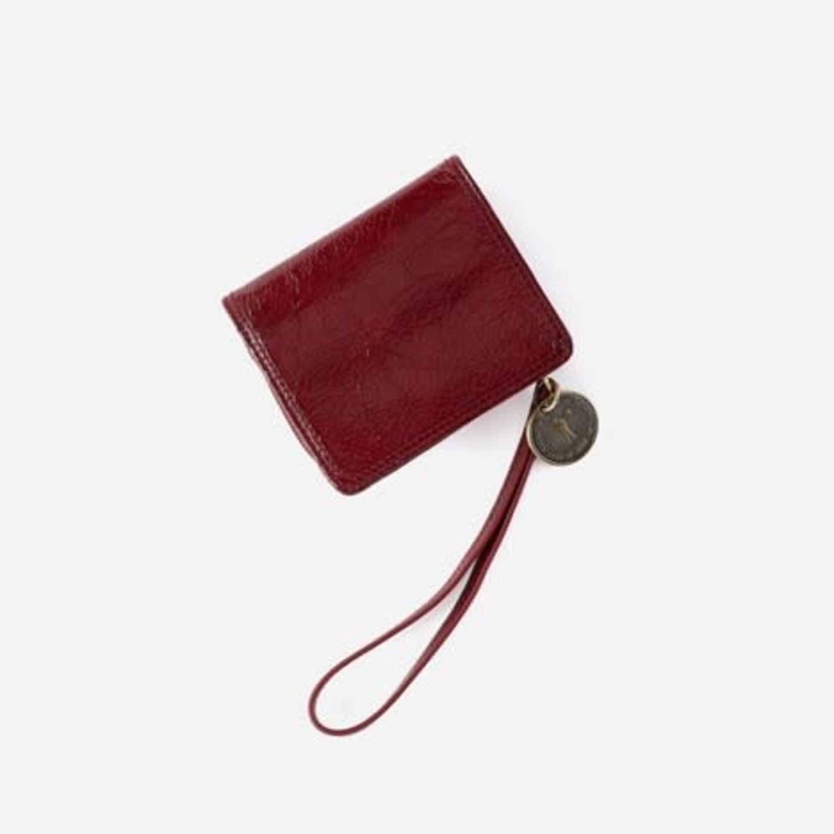 HOBO Coin Wristlet Aniline Gloss Leather Wallet in Garnet Gloss