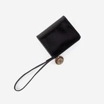HOBO Coin Wristlet Polished Leather Wallet in Black