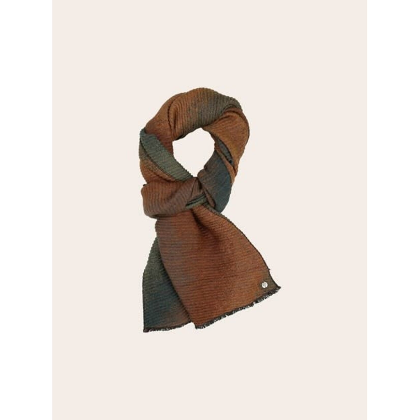 V. Fraas Glittering Pleated Scarf w/ Wave Design in Moonlight Ocean