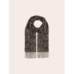 V. Fraas Cashmink Scarf w/ Rose Design in Black