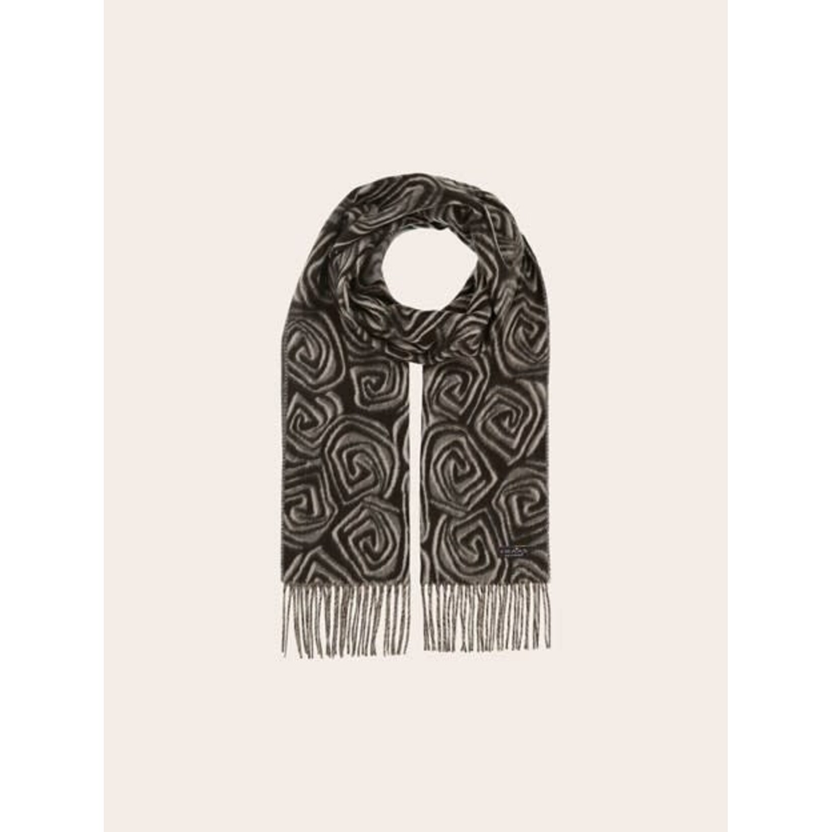 V. Fraas Cashmink Scarf w/ Rose Design in Black