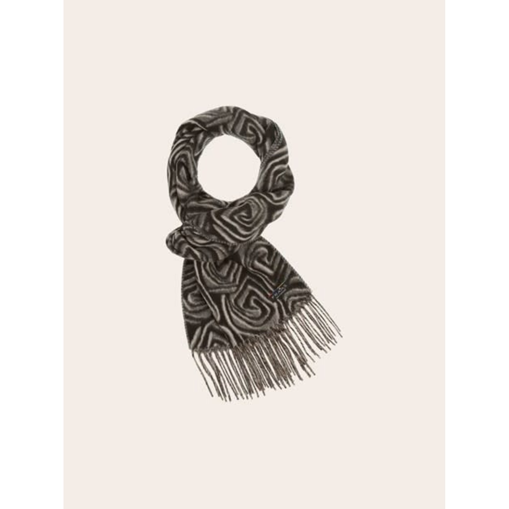V. Fraas Cashmink Scarf w/ Rose Design in Black