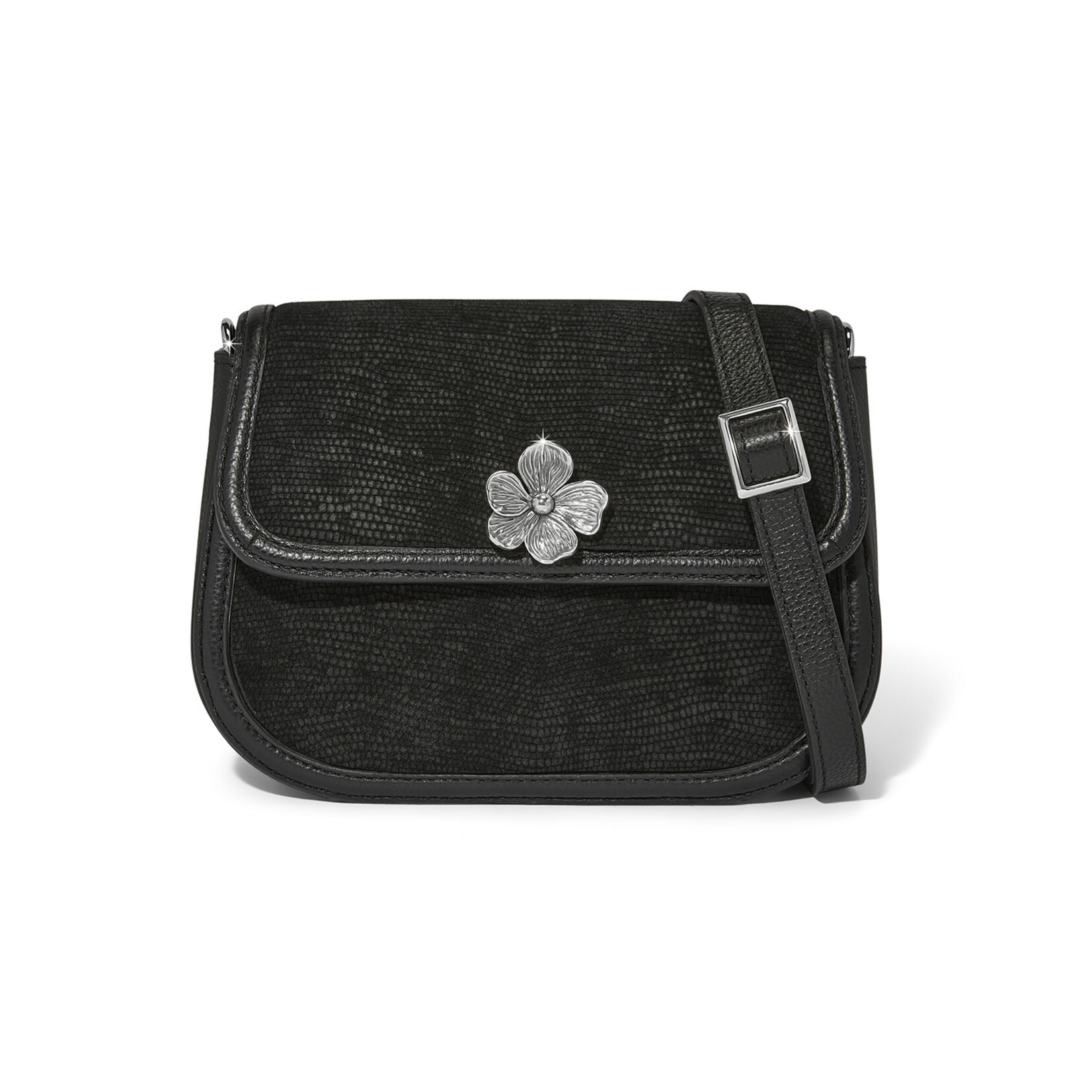 Brighton Everbloom Noir Arlo Flap Cross Body Bag In Black