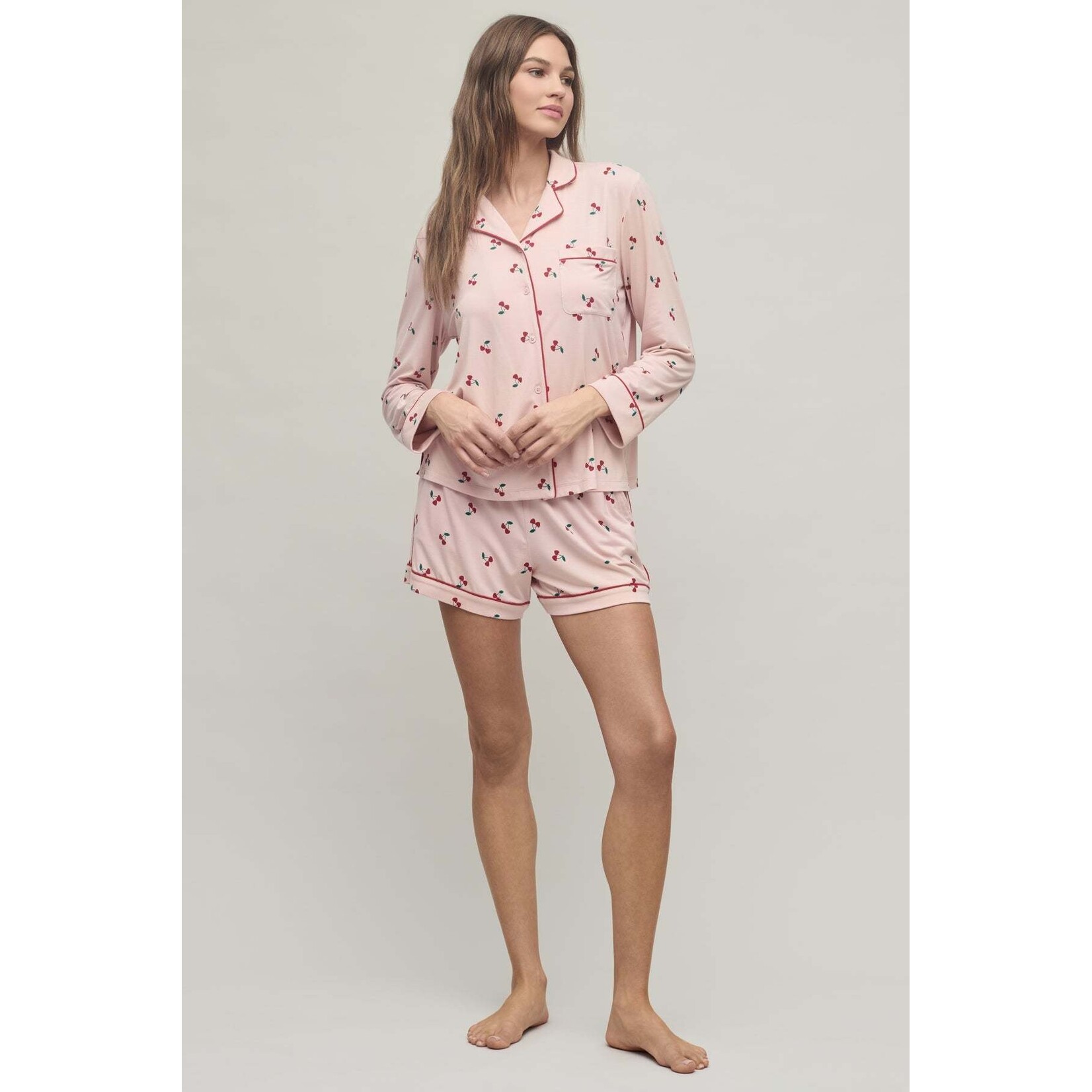 Barefoot Dreams Ultra Soft Jersey Womens Cherry Print Pajama Set