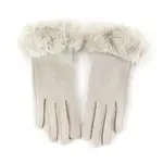 Pretty Persuasions Faux Fur Trim Bel Air Gloves in Cream