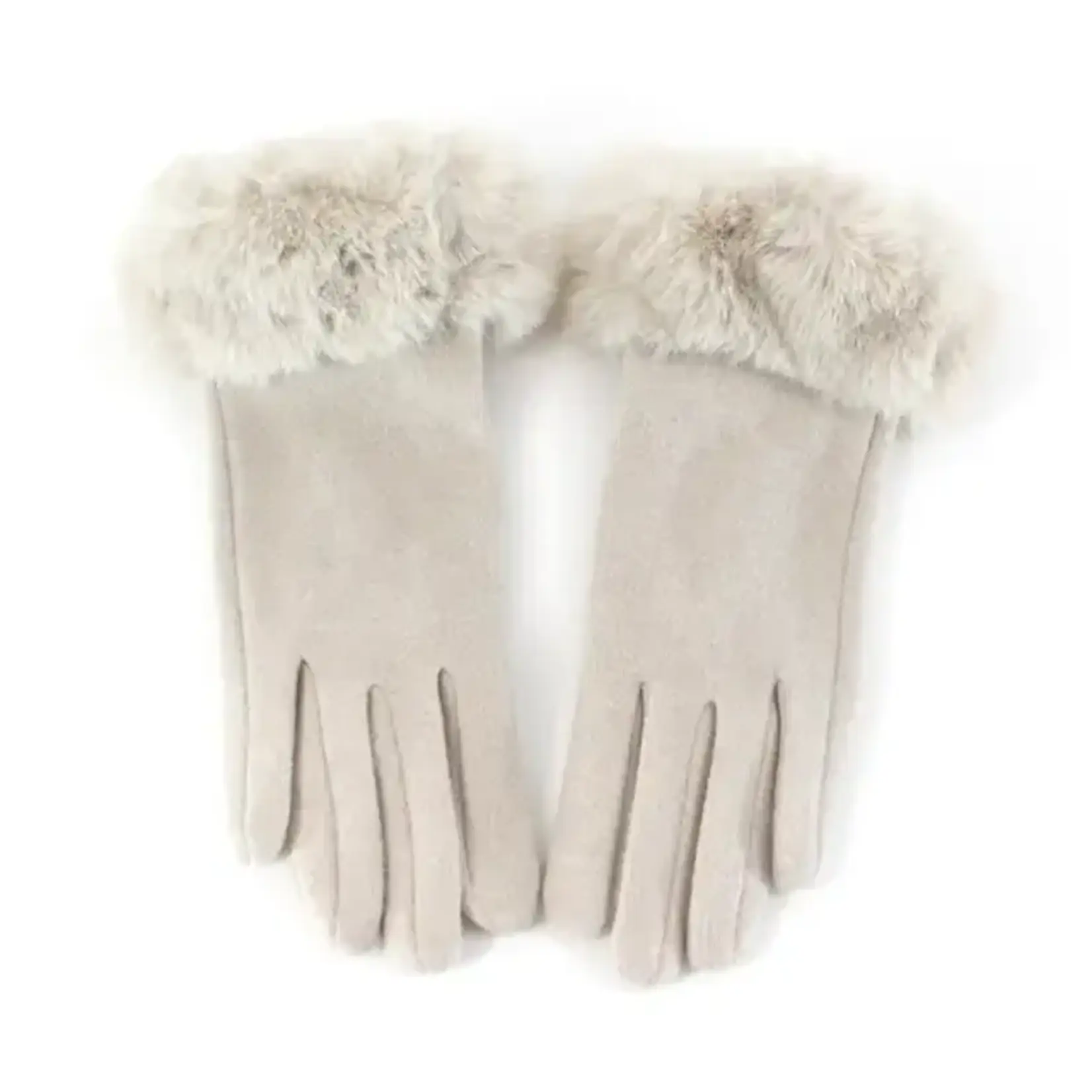 Pretty Persuasions Faux Fur Trim Bel Air Gloves in Cream